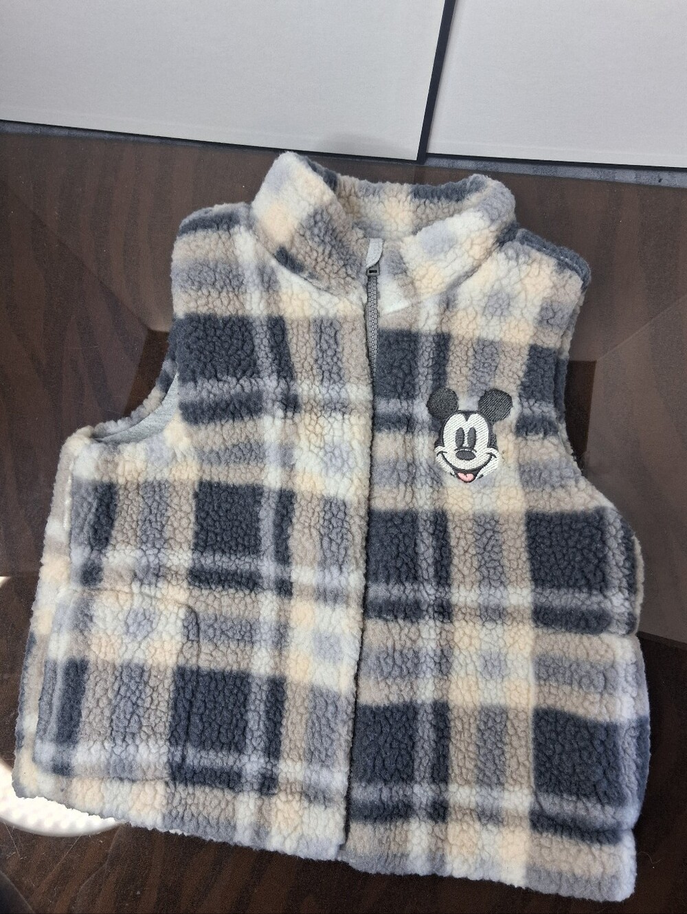 Disney Grey Plaid Sherpa Vest & Mickey Jogger 3pc Set - Picture 9 of 14
